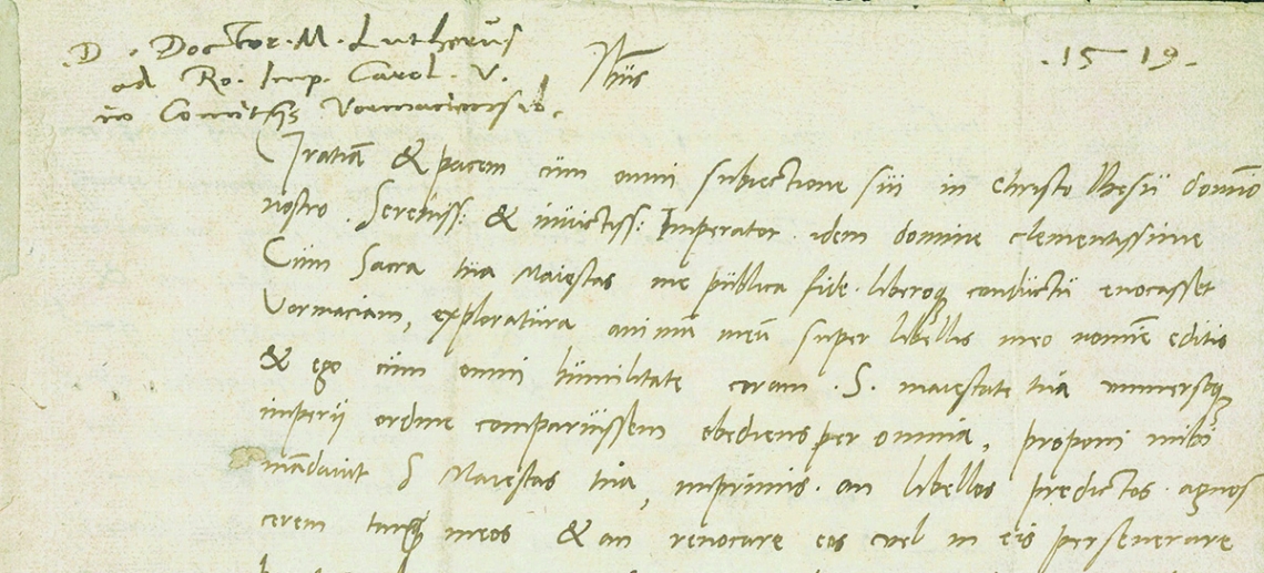 Brief Martin Luthers an Kaiser Karl V., 1519 (Ausschnitt)