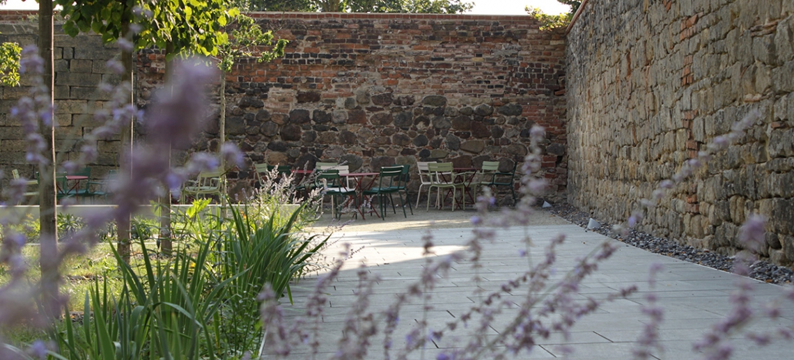 Seating Are by the historic town wall