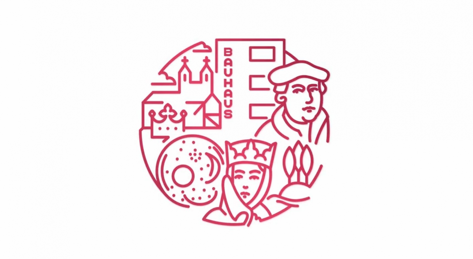 Logo der UNESCO-Welterbestätten in Sachsen-Anhalt, rot auf weißem Hintergrund