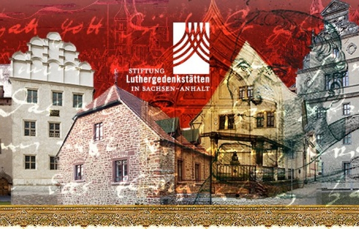 Alle Häuser der Stiftung grafisch dargestellt, Querformat, roter Hintergrund