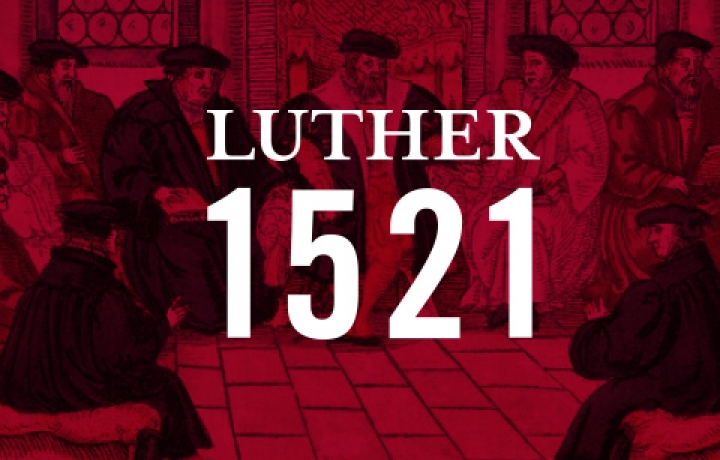 Logo zur Vortragsreihe "Luther 1521", rot mit weißer Schrift