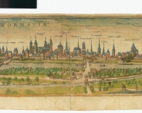 Ansicht von Worms, Fragen Hogenberg, 1593